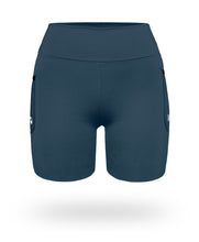 Cargar imagen en el visor de la galería, Short Pro Running Dama Largo Azul cenizo