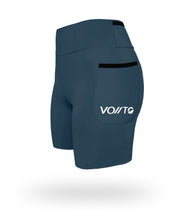 Cargar imagen en el visor de la galería, Short Pro Running Dama Largo Azul cenizo