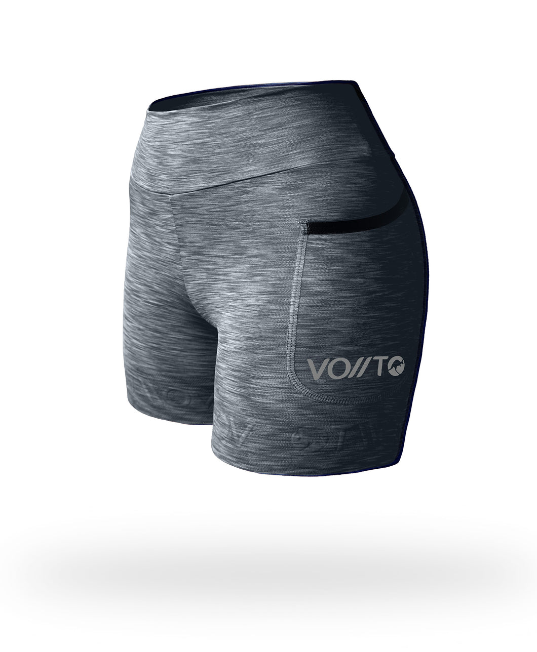 Short Pro Running Dama Corto jaspeado Gris