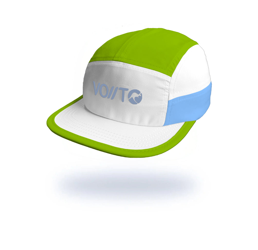 Gorra Running Pro Blanca/Azul/Verde
